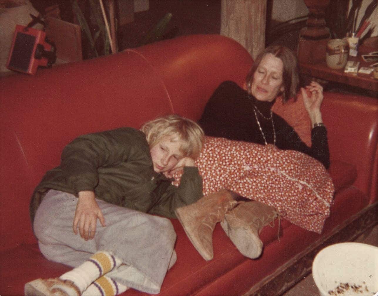 Cass McMain with her mother on sofa