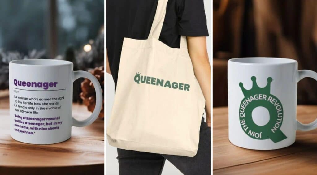 Queenager merchandise triptych