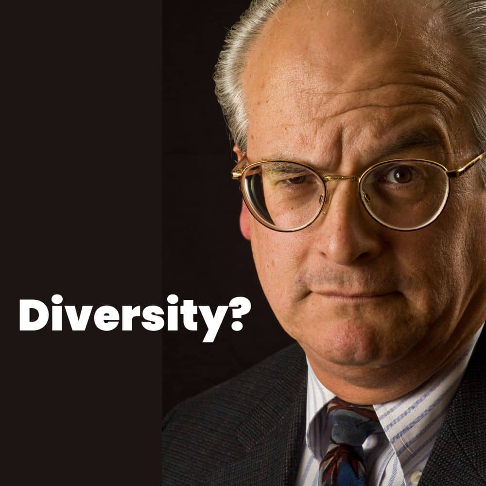 white businessman sceptical of diversity & inclusion