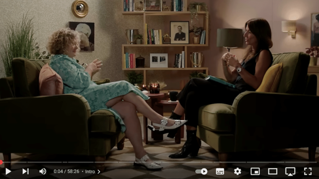 Eleanor Mills speaking to Davina McCall