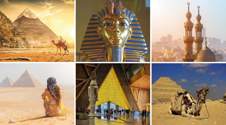 A collage of landmarks in Egypt