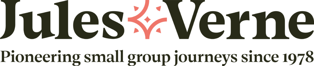 Jules Verne logo with strapline full colour dropout background