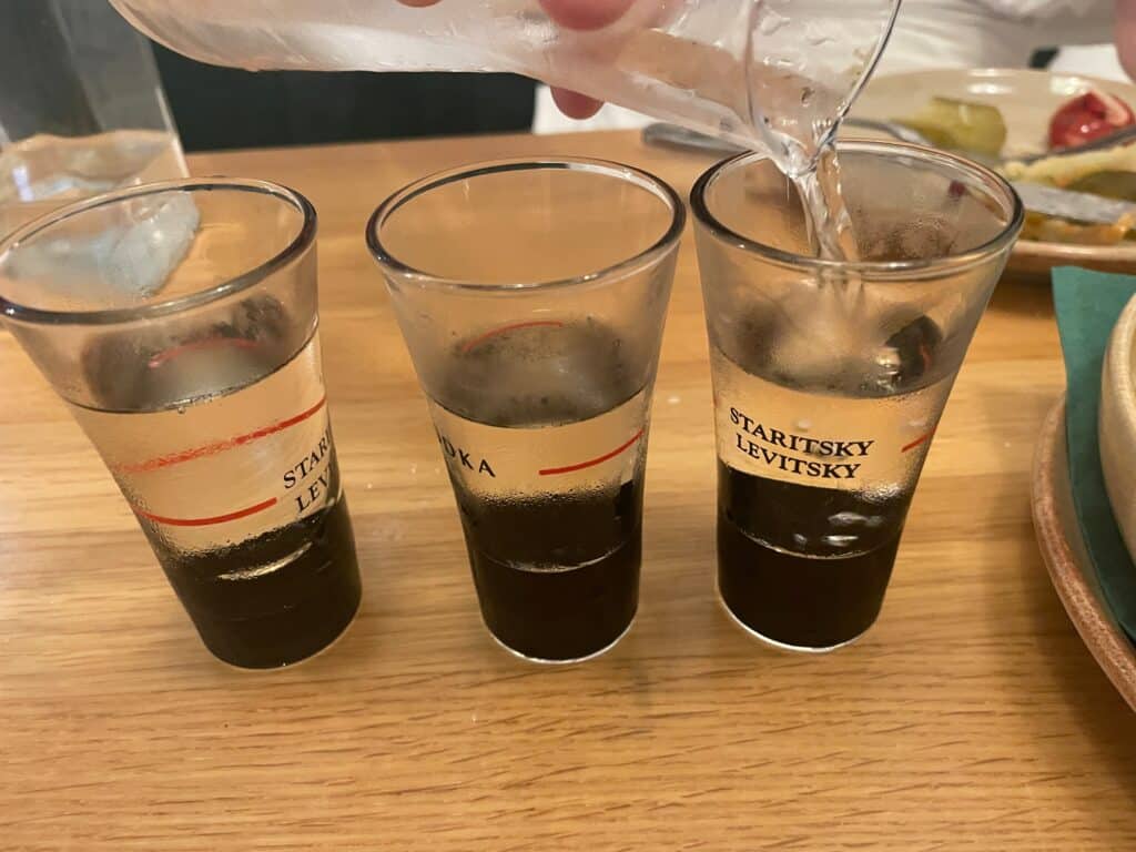 Vodka shots at The Bath House Banya London