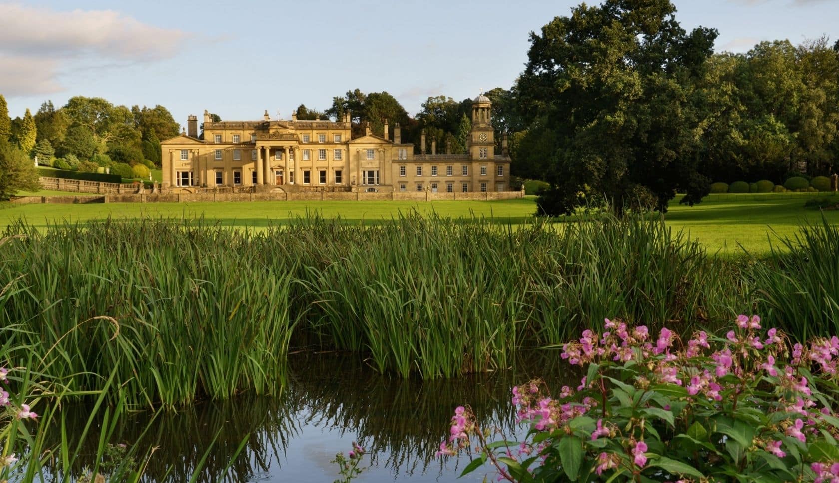 Broughton Hall external banner image with water