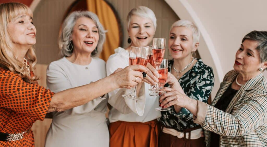 Middle aged women celebrating an alternative to Valentine's Day together