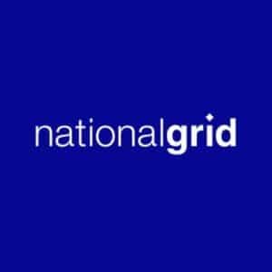 National Grid white logo on blue background