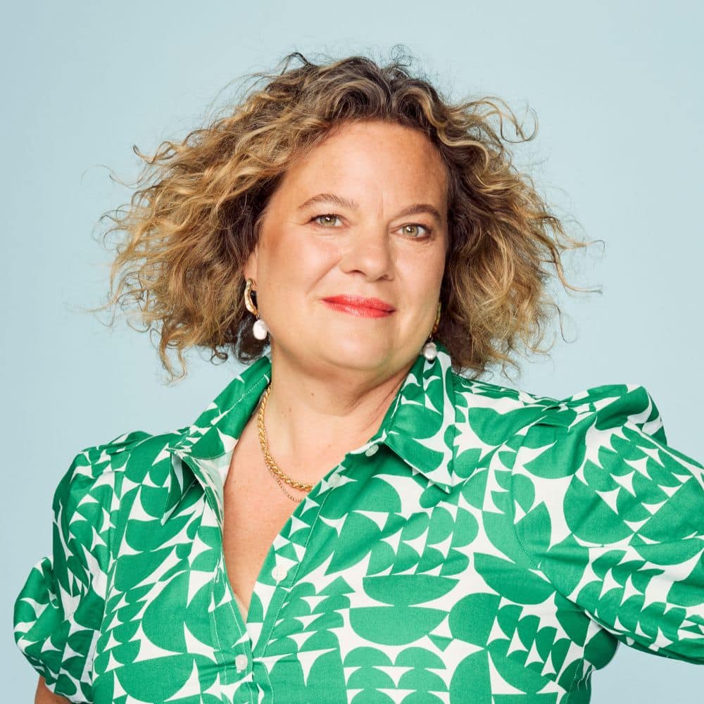 Eleanor Mills portrait in green dress