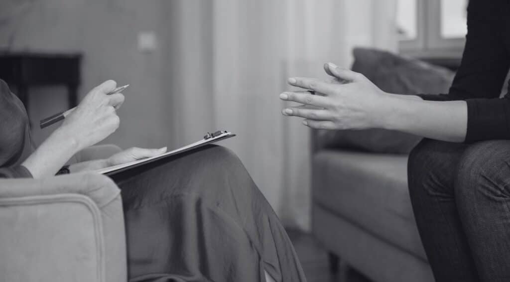 women talking in therapy hands only